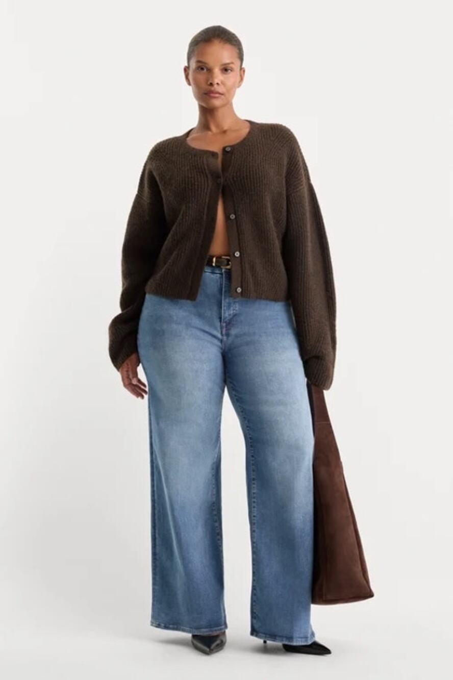 NWT Good American Plus Size 18 Palazzo Wide Leg Cropped High Rise Blue Jeans